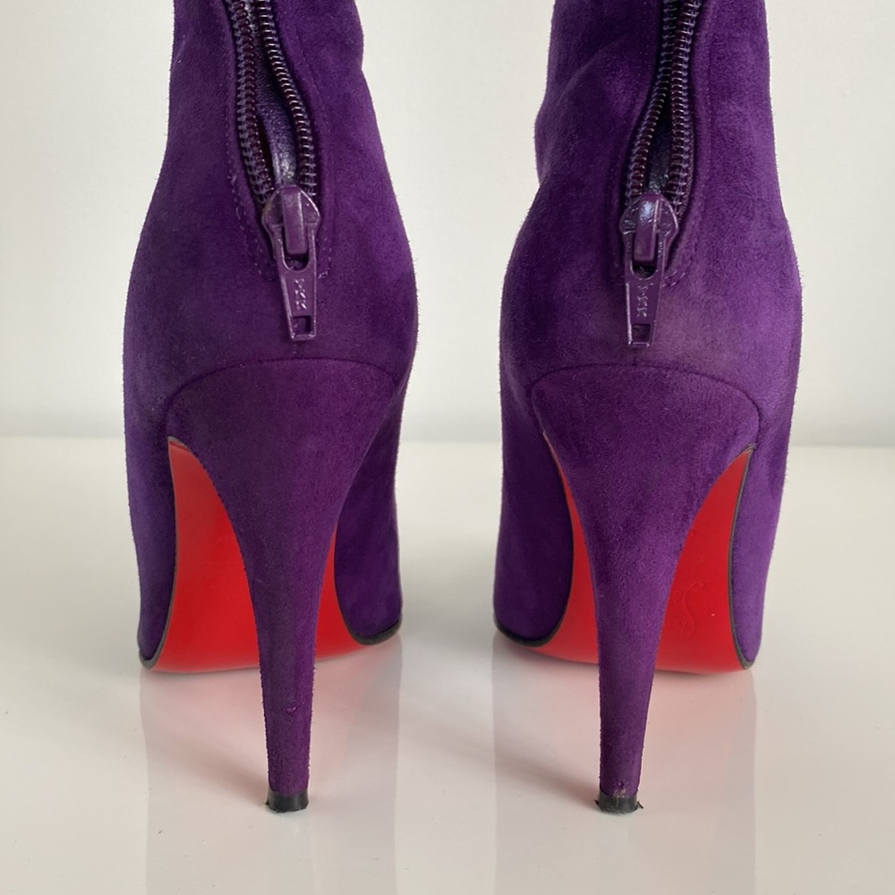 SOLD Christian Louboutin Babel 100mm Purple Suede boots size 36 - Picture 10 of 17